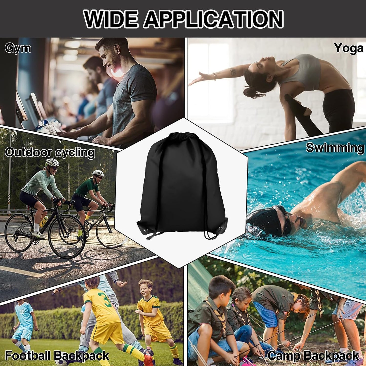 Drawstring Gym Bags, Backpack for Sports, Gym, Travel, Swimming