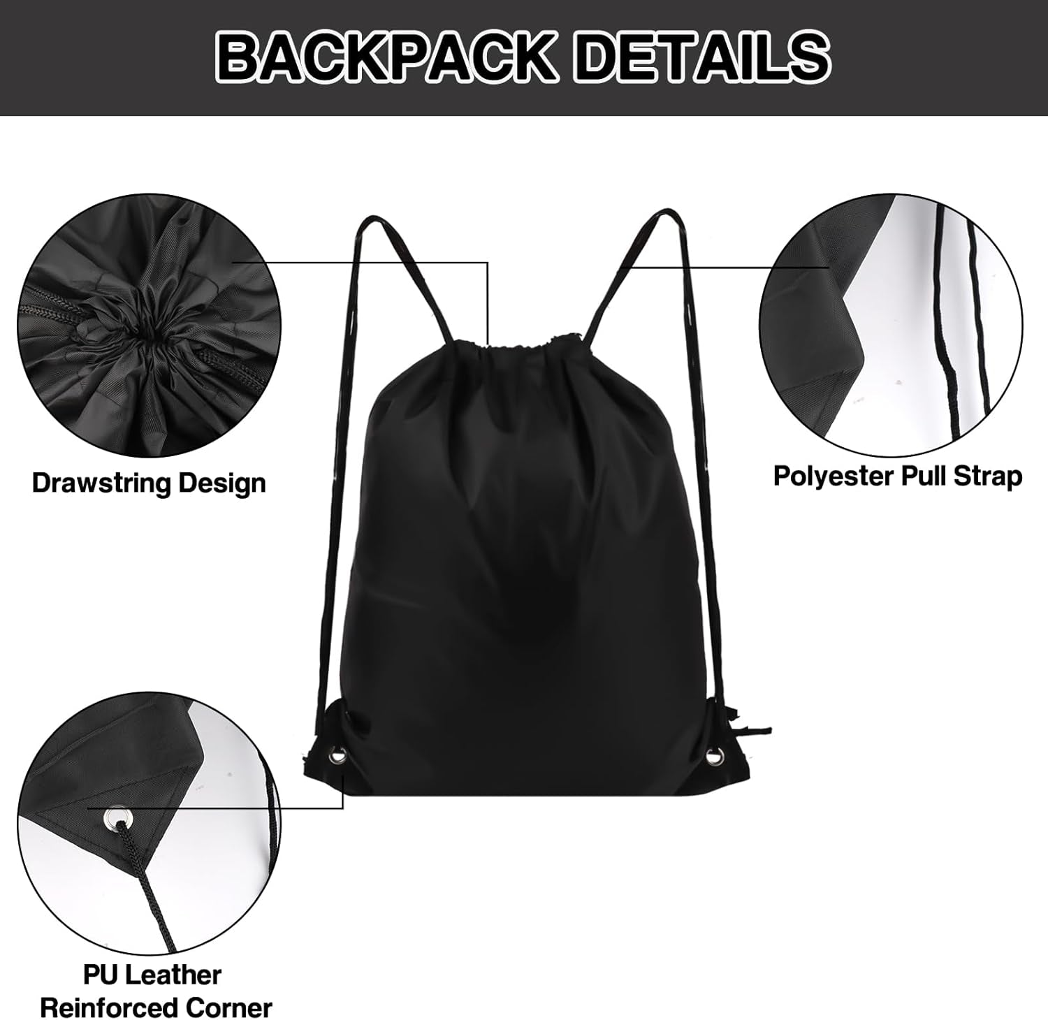 Drawstring Gym Bags, Backpack for Sports, Gym, Travel, Swimming