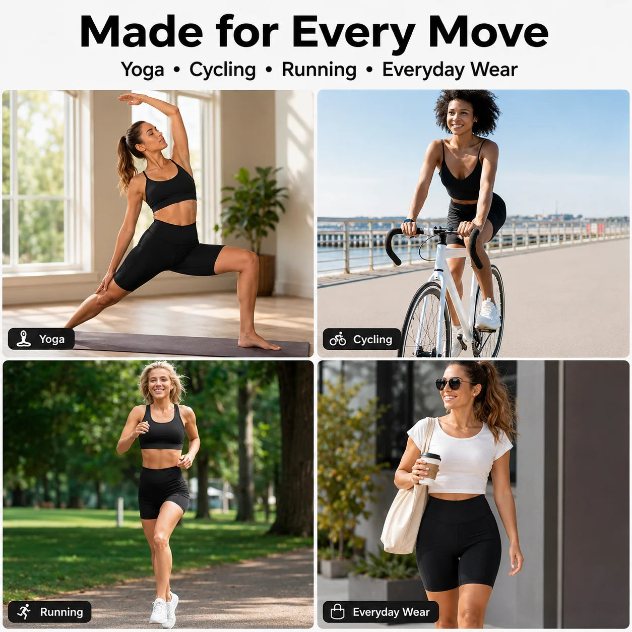 Womens 8" High Waist Yoga Shorts for Women Athletic Biker Shorts Workout Shorts Tummy Control Deep Pockets, Black, XXL